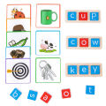 CVC Letter Spelling Block Flash Cards Game English Words Early Learning Educational Puzzle Game for Kids Montessori Wood Toy Vnce Lncei. 