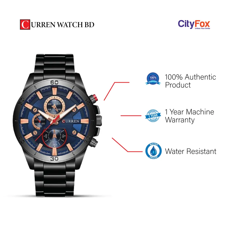 Curren 8275-Black top Brand Luxury Watch Men Fashion Casual