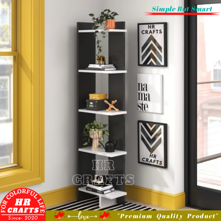 Corner%20Bookcase%20Bookshelf%20Shelving-corner%20shelf-corner%20design-corner%20rack-corner%20showcase-living%20room%20furniture-Corner%20D%C3%A9cor-Interior%20Design-Color%20Black&White,%20Black&Promoteak-HR%20Crafts%20-%20Image%204