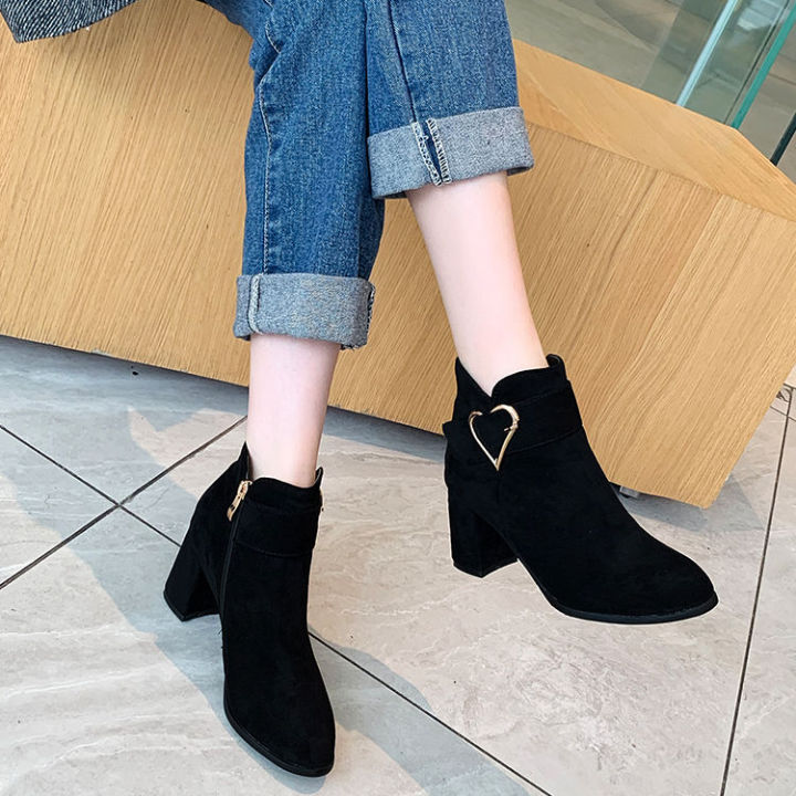 Chunky%20Heel%20Fashion%20Boots%20Love%20New%20Autumn%20and%20Winter%20Women's%20Boots%20All-Matching%20Suede%20Ankle%20Boots%20Fleece%20Lined%20round%20Toe%20Black%20plus%20Size%20Winter%20Boots40%20-%20Image%205