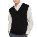 Men Knitted Vest Wear-resistant Men Solid Color V-neck Pullover Waistcoat.