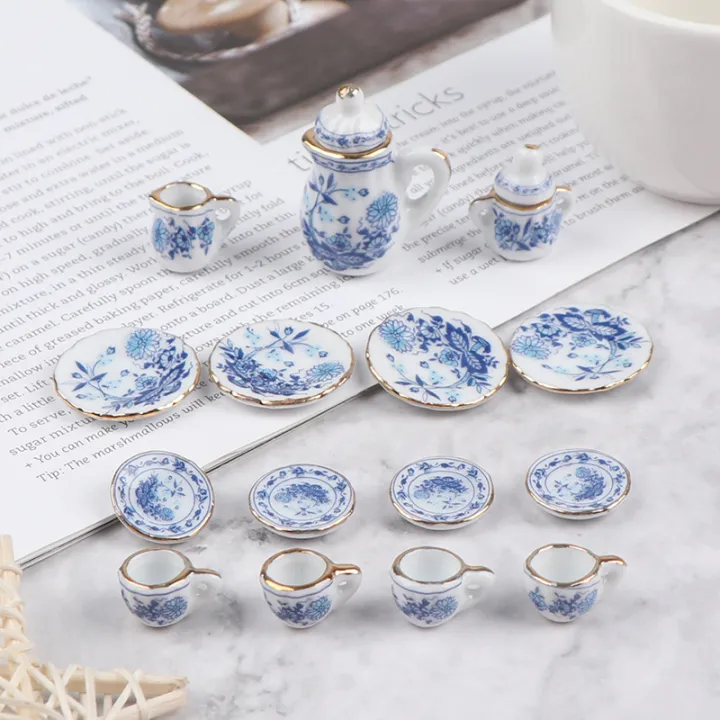 15Pcs%201:12%20Dollhouse%20Miniature%20Tableware%20Porcelain%20Ceramic%20Tea%20Cup%20Set%20-%20Image%203