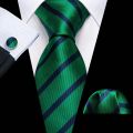 Elegant Stripe Men Tie High Quality Silk Woven Pocket Square Cufflinks Suit Necktie Sets Party Business Gifts Barry.Wang 6523. 