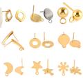 20pcs/lot Stainless Steel Geometric Earring Stud Earring Hooks Posts Connector Fitting for DIY Jewelry Earrings Making Supplies. 