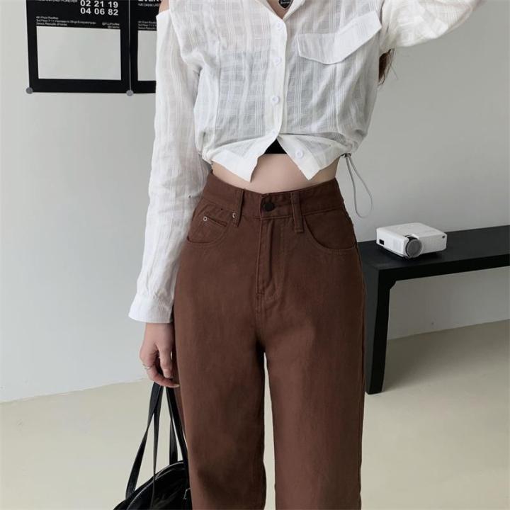 Summer%20Women%20Brown%20Jeans%20High%20Waist%20Loose%20Straight%20Wide%20Leg%20Denim%20Female%20Y2k%20Casual%20Streetwear%20Vintage%20Baggy%20Trouser%20-%20Image%206