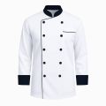 Double-Breasted Micro Twill Chef Coat – Stylish Mandarin Collar Design.