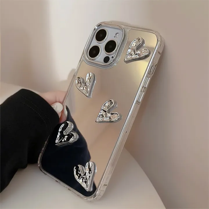 Sroof%20Case%20For%20iPhone%2011%2012%2013%2014%2015%2016%2017%20Pro%20Max%20Mirror%20silver%20pleated%20heart%20Shockproof%20Silicone%20Soft%20Phone%20Case%20Back%20Cover%20-%20Image%208