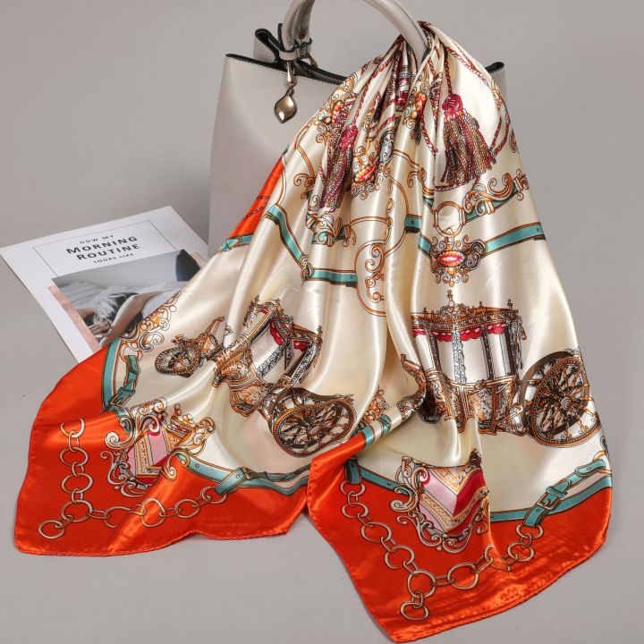 Scarf women's new 2024 versatile autumn and winter style, foreign fashion, thin spring and summer, small square scarf, silk scarf dual-purpose