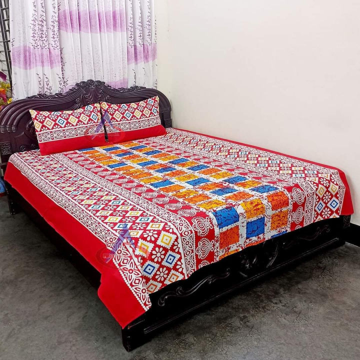 Digital%20Home%20Tex%20Cotton%208.5/7.5%20Feet%20Double%20Size%20Bedsheet%20with%20Two%20Pillow%20Covers%20-%20Chic%20Bed%20Sheet%20-%20Lovely%20Design%20and%20Easy%20Maintanance%20-%20Image%203