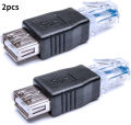 2 PCS Ethernet to USB Adapter RJ45 Ethernet Male to USB Female Converter 10Mb/100Mbs Network Connector for Laptops Computers.