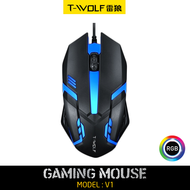 T-Wolf V1 1200 DPI Gaming Mouse with RGB Backlit