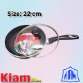 Kiam Non Stick Fry Pan With Glass (Available Size: 20cm, 22cm, 24cm, 26cm & 28cm). 