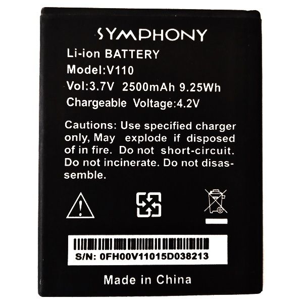 Symphony V110 Brand New Fresh Replacement Mobile Battery - 2500 mAh