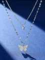 Women Double Layer Pendant Clavicle Chain Silver Butterfly Necklace Chain.