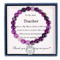 Apple Pendant Bracelet Teacher's Day Gift Bracelet Teacher Pink Zebra Amethyst Bracelet Teacher's Day Bracelet.