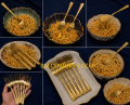 ✨ AD Golden Elegance Dinner Fork Set ✨ 8 Inch | 6 Pcs Set | Premium Stainless Steel | Gold Finish.