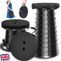 Fishboy Portable Retractable Folding Stool,Telescoping Foldable Camping Stool,Load Capacity 400lbs,Height Adjustable for Outdoor Fishing Hiking Gardening Travel BBQ (Black).