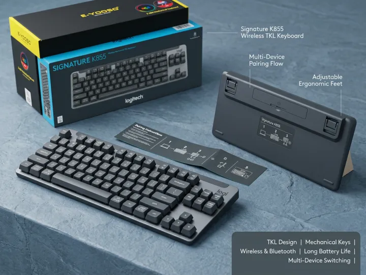 K855 Logitech Signature K855 Wireless Mechanical TKL Keyboard - Used Like ...