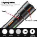 Rechargable 20,000 mah High Power Luminous Strips White Laser LED Flashlight with Powerbank Function.