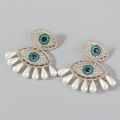Exaggerated Metal Rhinestone Imitation Pearl Evil Eye Earrings Castle Banquet Dangle Earrings Women's Statement Accessories.