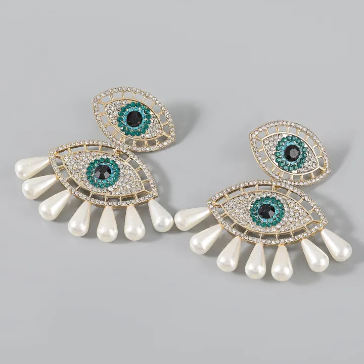 Exaggerated%20Metal%20Rhinestone%20Imitation%20Pearl%20Evil%20Eye%20Earrings%20Castle%20Banquet%20Dangle%20Earrings%20Women's%20Statement%20Accessories%20-%20Image%204