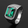 (New) vintage sapphire ring for men s925 silver color blue gemstone green emerald white gold ring engagement wedding male rings.