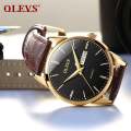 Leather Waterproof Alloy Case Quartz Analog Fashion Watch for Men. 
