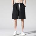 Men Beach Shorts Slant Pockets Elastic Waist Drawstring Breathable Solid Color Summer Male Casual Short Pants Trousers. 