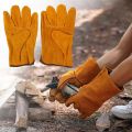 1 Pair Gardening Welding Safety Gloves Faux Leather Garden Non-slip Work Gloves Keep Warm Soft Outdoor Worker Full Finger Gloves.