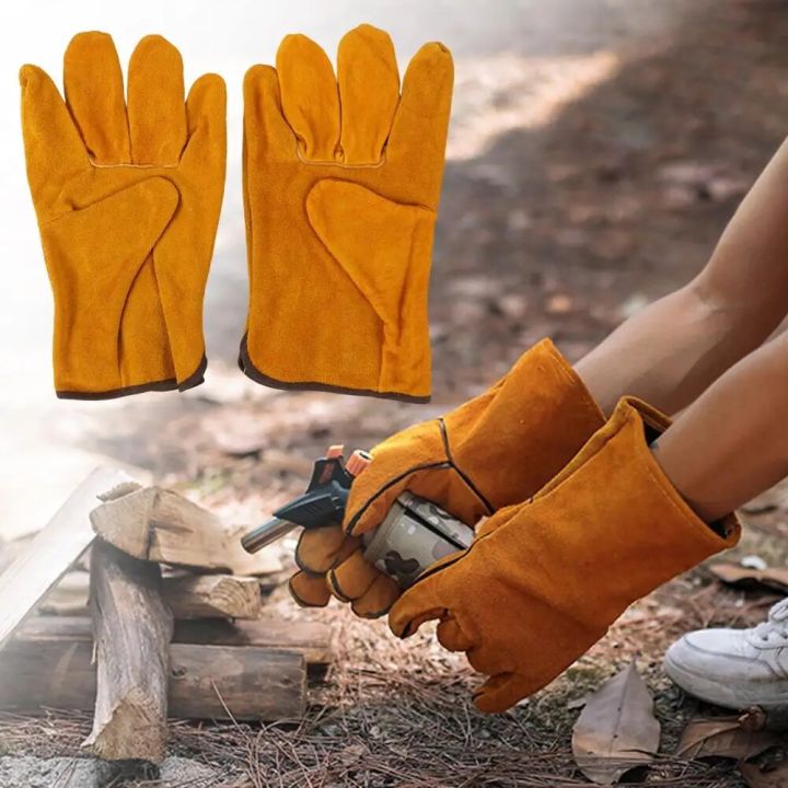 1 Pair Gardening Welding Safety Gloves Faux Leather Garden Non-slip Work Gloves Keep Warm Soft Outdoor Worker Full Finger Gloves