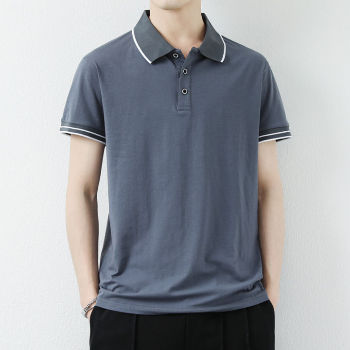 Shen%20Geng%20men's%20solid%20color%20short%20sleeve%20polo%20shirt%20men's%20Korean%20version%20of%20the%20lapel%20light%20mature%20casual%20paul%20shirt%20summer%20half%20sleeve%20t-shirt%20men%20-%20Image%208