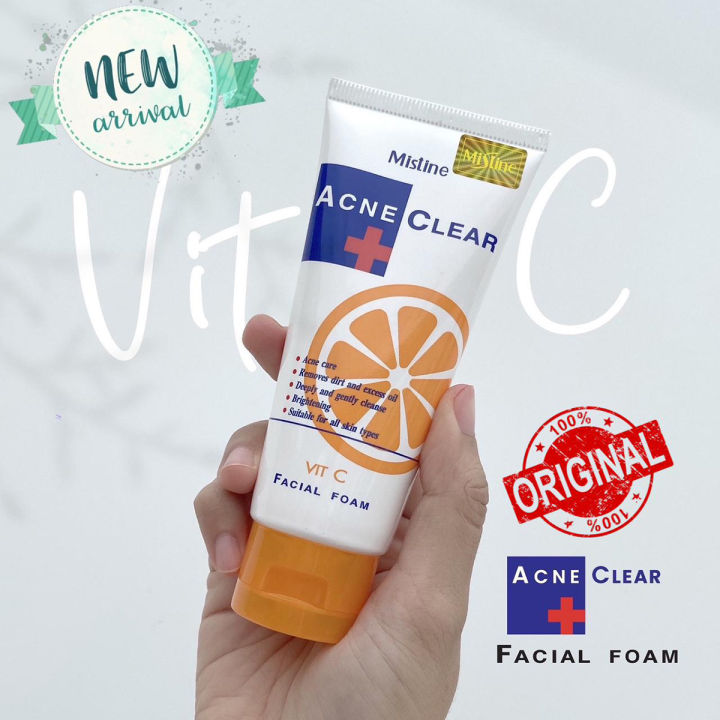 MISTINE VIT C ACNE CLEAR FACIAL FOAM 85 G(Made In Thailand)