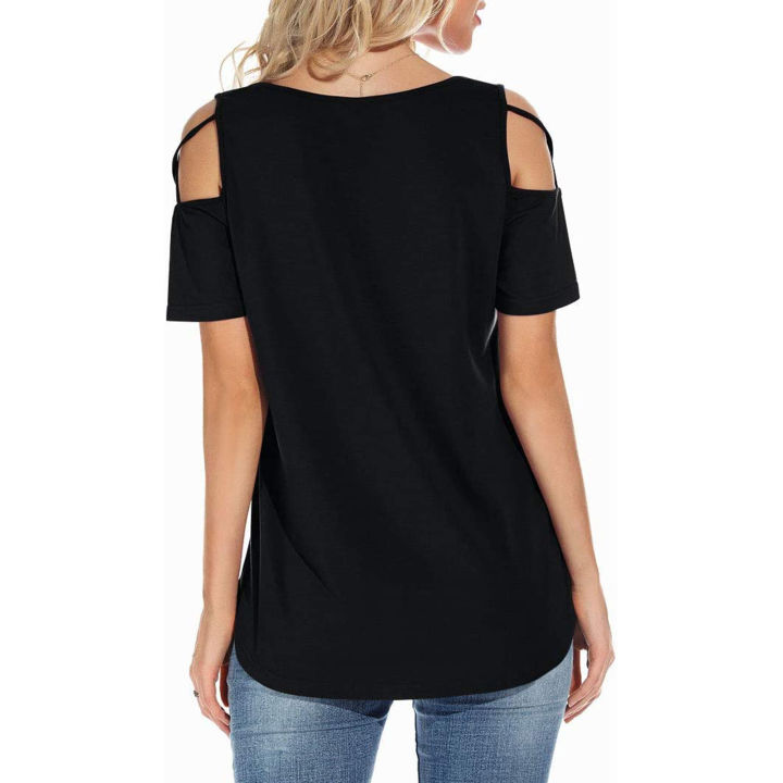 Women%20Summer%20Short%20Sleeve%20Strappy%20Cold%20Shoulder%20Tee%20Shirt%20Tops%20Blouses%20Fashion%20Female%20Off%20Shoulder%20Casual%20Daily%20Blouse%20Crop%20Top%20-%20Image%204