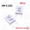 2Pcs Wirewound 5W 0.33 Ohm Non-Inductive Ceramic Cement Resistor 0.33R 5 Watt BPR56 Wire Wound Resistance Axial Lead Fixed Cement Resistor 5% Tolerance.