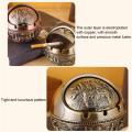 Ashtray Household Home Decor Zinc Alloy Retro Large Ash Holder with Lid for 3d Relief Pattern Design is Exquisite. 