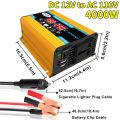 4000W Power Inverter Portable Car Inverter DC12V to AC110/220V Transformer Dual USB LED Display Auto Inverters Car Accessories. 