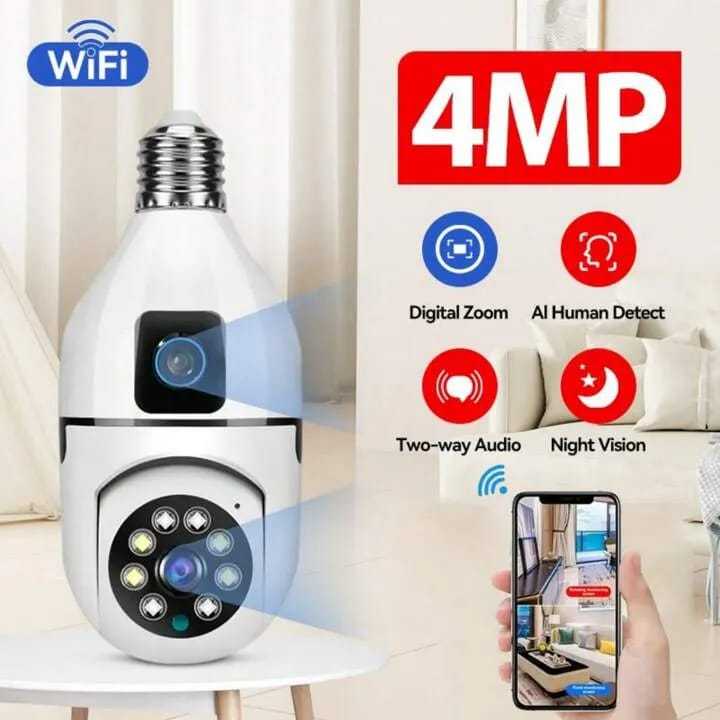 Motion detection Dual Lens and single lense 3 mega pixel V380 PTZ Bulb IP camera night vision home WIFI IP security camera