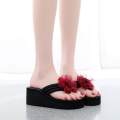 36-41/ Korean Style Wedges Women's Ladies Summer Flower Home Wedges Beach Shoes Sandals Flip Flops Slippers.