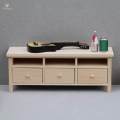 1:12 Dollhouse Furniture Mini TV Cabinet with Drawers TV Stand Unpainted for Accessory.
