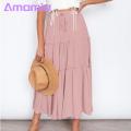 Amamia A-Line Skirt Pleated Design Women Summer Casual Beach Skirt. 