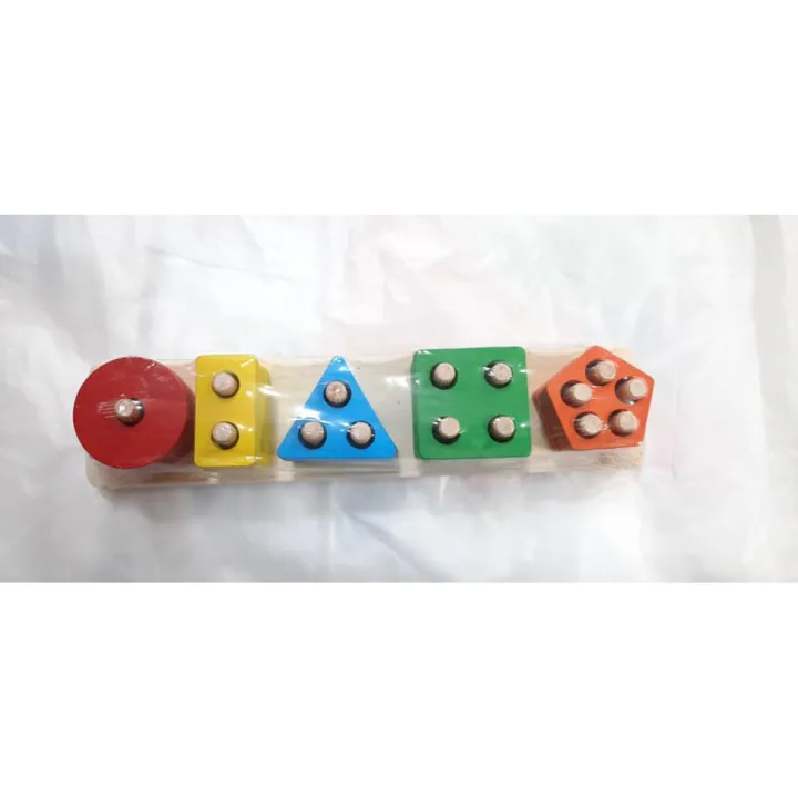 Intellectual Blocks Five Column Shape Blocks/Wooden Intellectual Geometric | Daraz.com.bd
