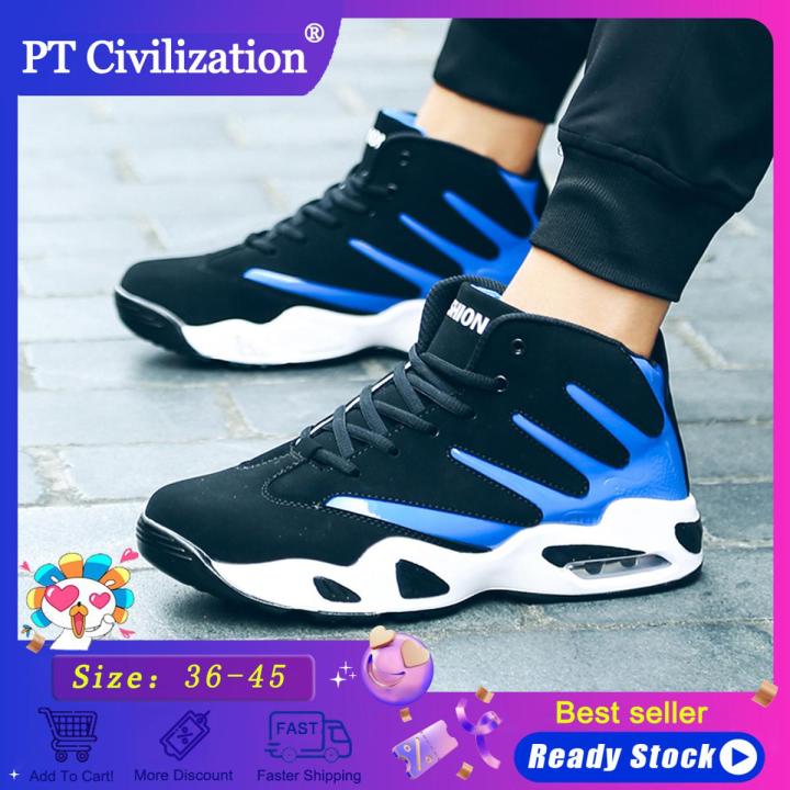 PT Civilization Men's Shoes New Trend Sports Shoes Rubber Bottom Air Cushion Plus Size Basketball Shoes Training Increased Shoes Wear-resistant