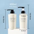 400ml Empty Beige Modern Design Refillable Shampoo and Conditioner Dispenser Pump Bottle with Pump Set 3pcs.