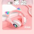 Cat STN-28 Wireless Headphones For Girls LED Glowing Light Sports and Gaming Headphones, Support Mic AUX IN TF Card Cat Ear Bluetooth Earphone STN 28. 