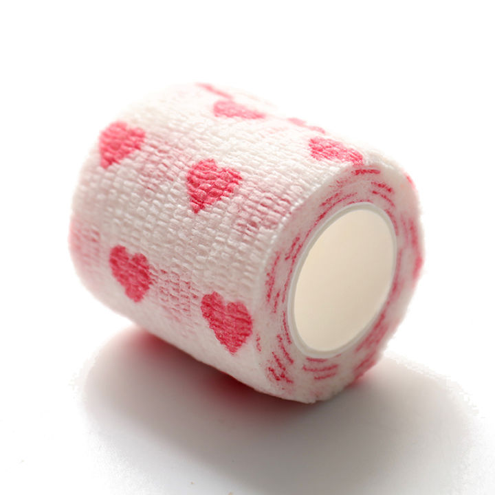 White%20love%20heart%20Printed%20Medical%20Self%20Adhesive%20Elastic%20Bandage%204.5m%20Sports%20Wrap%20Tape%20for%20Finger%20Joint%20Knee%20-%20Image%203