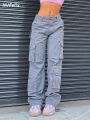 Women High Waist Wide Leg Baggy Jeans Side Pocket Vintage Y2K Cargo Pants Boyfriend Loose Trousers Streetwear Fashion Overalls. 