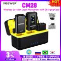 NEEWER CM28 Wireless Lavalier Lapel Microphone Recorder with Portable Charging Case For iphone Smartphone PC/ MAC Camera. 