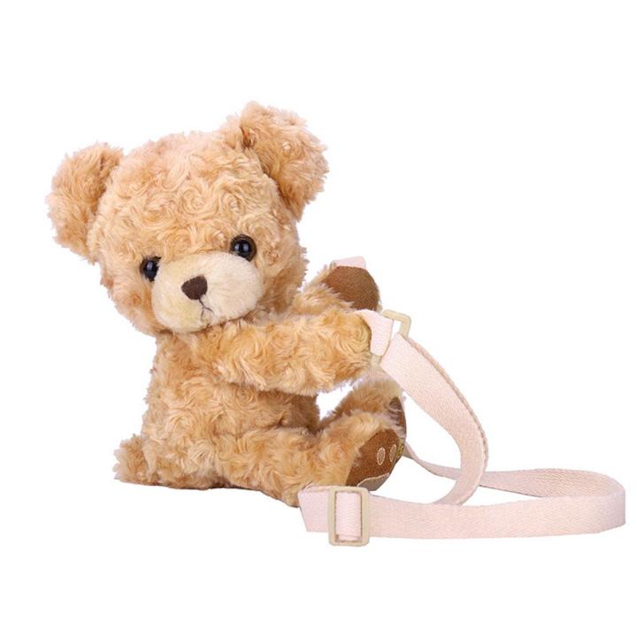 Teddy Bear Plush Toy Crossbody Bag Cartoon Bear Doll Girl Shoulder Bag Cute Teddy Bear Plush Messenger Toy Backpack Soft Kids Children School Bag Best Gift For Children Girls Birthday Gifts