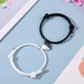 【beauty code store】2Pcs/Set Love Heart Magnetic Couple Bracelets Matching Friendship Rope Kit Jewelry Valentine's Day Gift. 
