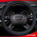 PVC Leather Steering Wheel Cover - Black. 